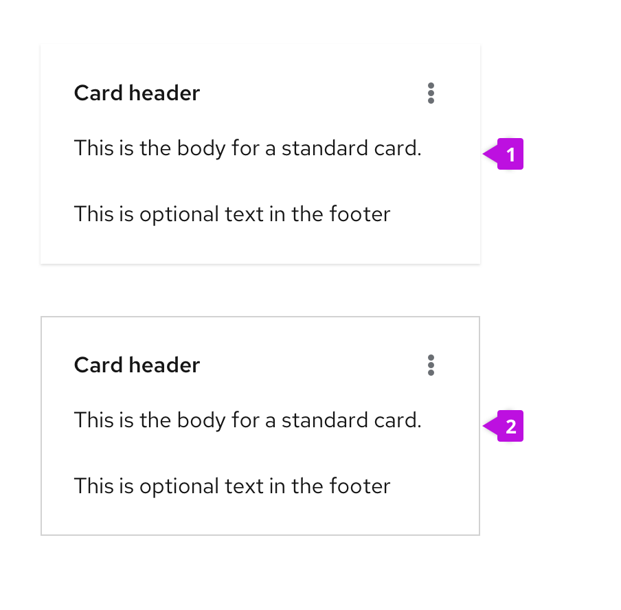 cards with default and flat borders